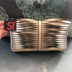 Soft Gold/Silver Twist Foldover Clutch,NWT by SR